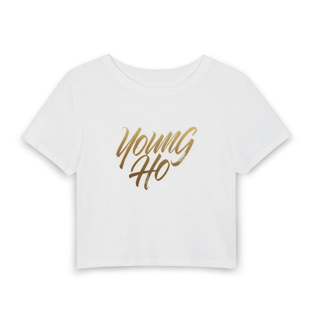 Young Ho Crop Tee — Gold Script Women's Baby T-Shirt