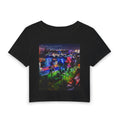 Neon Beach Night Women's Baby Tee — Retro Cityscape Crop Top